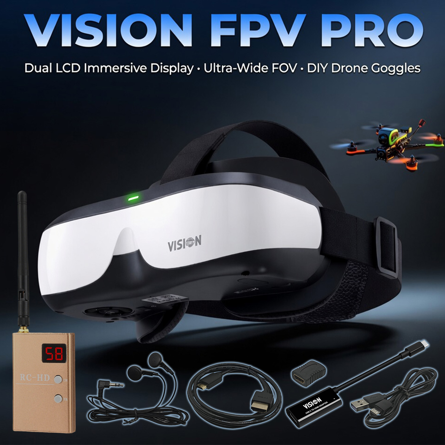 FPV Goggles, Head-Mounted Disp - Fpv Drone Goggles recension och pris
