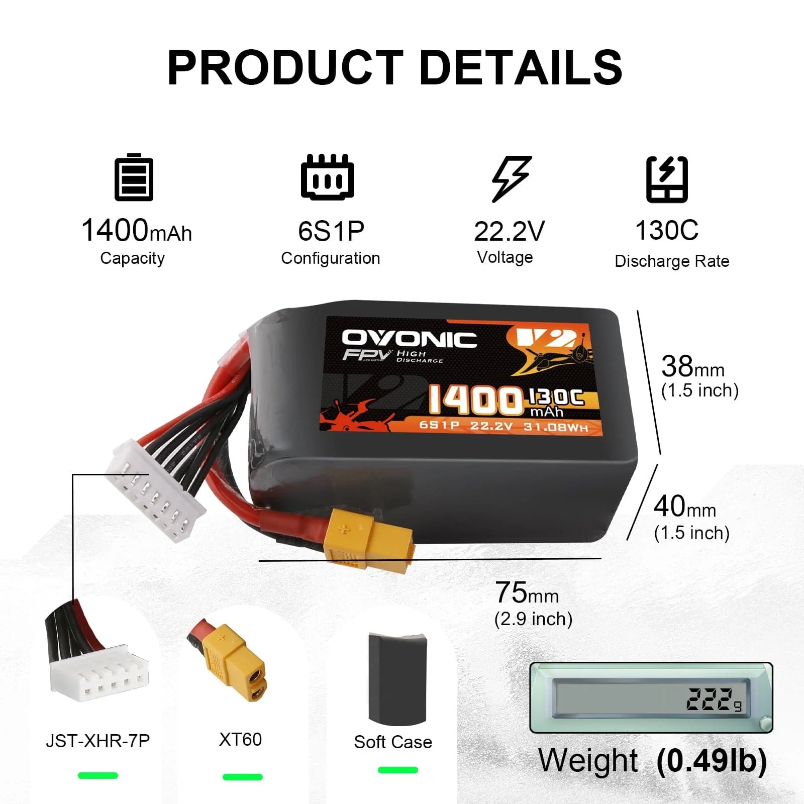 Ovonic 6S LiPo Battery 22.2V 1 - Fpv Drone Goggles recension och pris